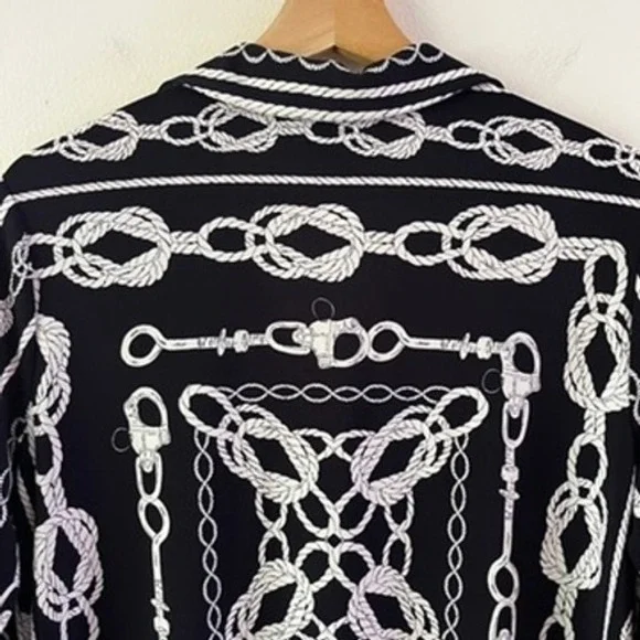 Joseph Ribkoff Nautical Rope V-Neck Top in Midnight Blue/Vanilla size 12 - Picture 11 of 14